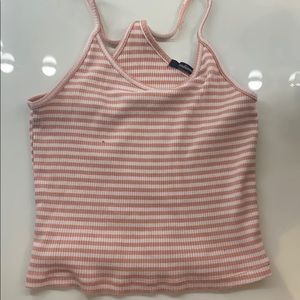 white and pink stripped tank